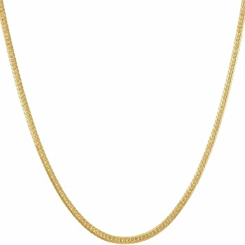 Crushed Herringbone Chain Necklaces for Women and Men 24k Gold Plated
