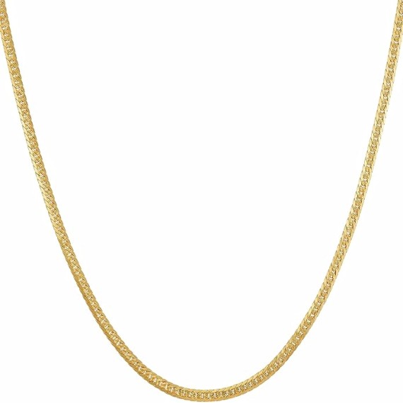 Crushed Herringbone Chain Necklaces for Women and Men 24k Gold Plated