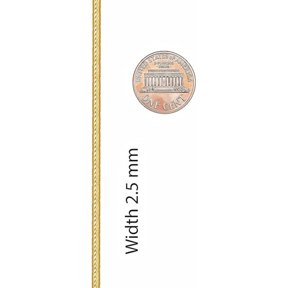 2.5mm Beveled Herringbone Chain Necklace for Women & Men 24k Gold Plated
