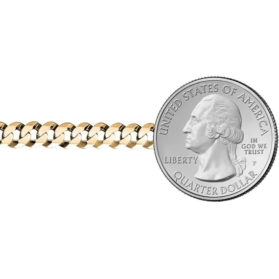 14K Gold Plated 925 Sterling Silver 6.5mm Italian Solid Curb Cuban Link Chain Necklace For Men & Women - Made in Italy Comes With a Gift Box