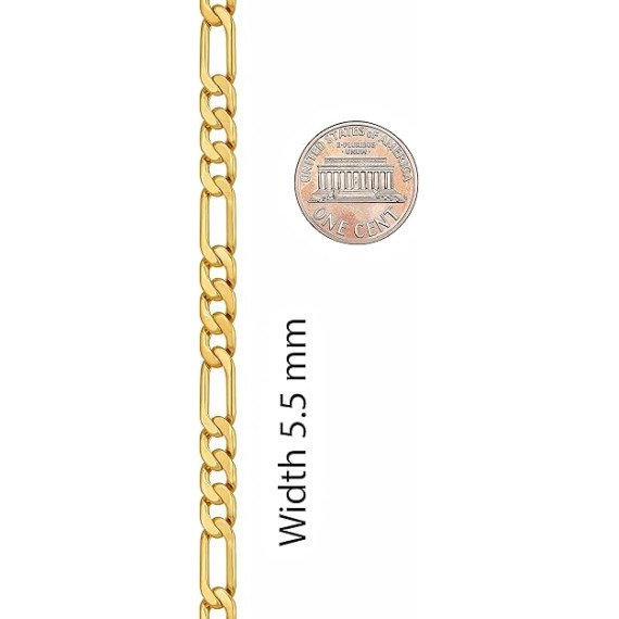 Flat Figaro Chain Necklaces for Men & Women 24k Real Gold Plated (4mm, 5.5mm & 7mm)