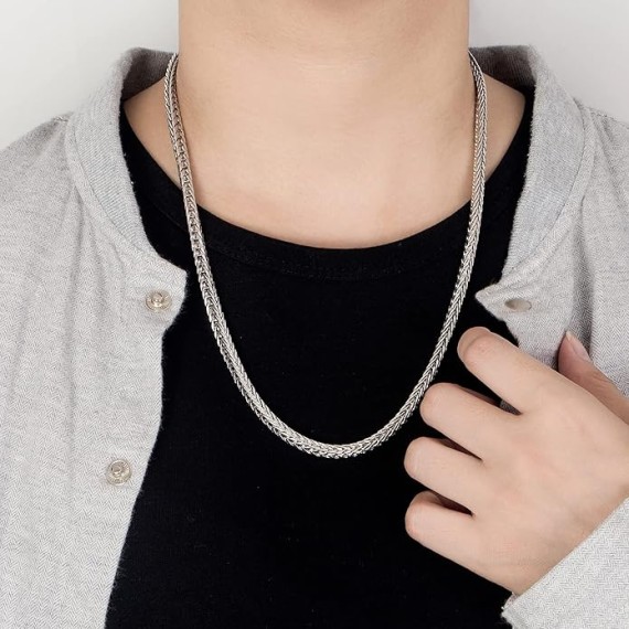 Men 925 Sterling Silver Dragon Necklace Vintage 5MM 20 "22" 24 "26" Franco Link Curb Chain Choker Fashion Punk Gold Fine Jewelry Gift