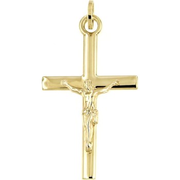 Lucchetta - 14k Gold Italian Christian Cross Pendant for Him and Her | Authentic Catholic Jesus Crucifix from Itay