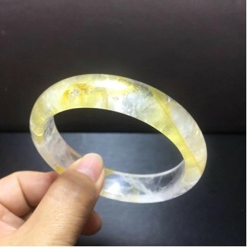 Natural Quartz Yellow Phantom Gemstone Bangle Inner Diameter 63mm