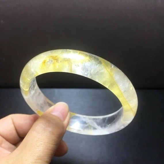 Natural Quartz Yellow Phantom Gemstone Bangle Inner Diameter 63mm