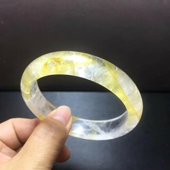 Natural Quartz Yellow Phantom Gemstone Bangle Inner Diameter 63mm