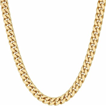 Miami Curb Square Cut Cuban Link Chain Necklaces 24k Gold Plated (5mm & 9.5mm)