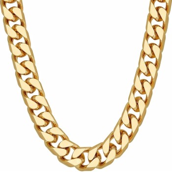 Miami Curb Square Cut Cuban Link Chain Necklaces 24k Gold Plated (5mm & 9.5mm)