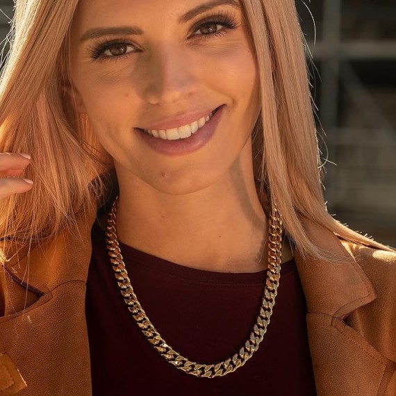 Miami Curb Square Cut Cuban Link Chain Necklaces 24k Gold Plated (5mm & 9.5mm)