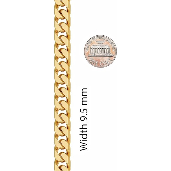 Miami Curb Square Cut Cuban Link Chain Necklaces 24k Gold Plated (5mm & 9.5mm)