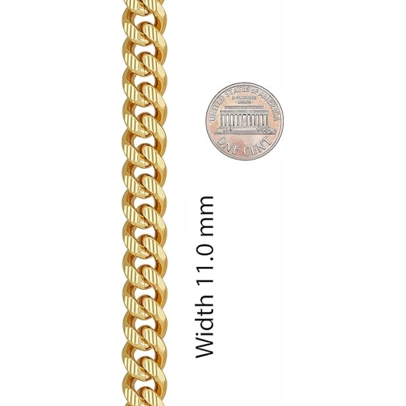 11mm Designer Diamond Cut Miami Curb Cuban Link Chain Necklace 24k Gold Plated
