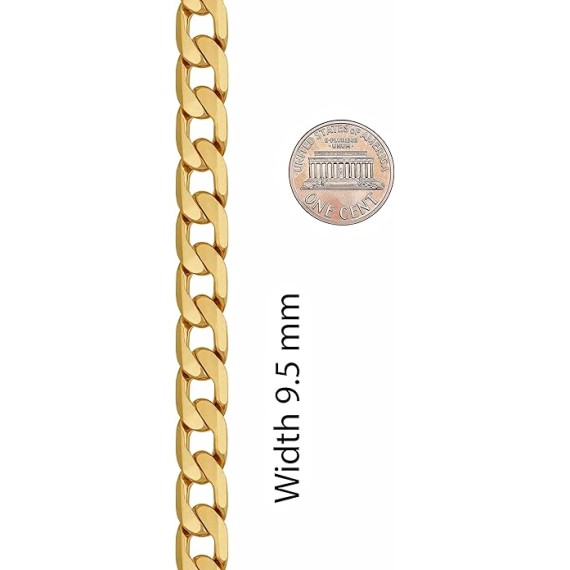 Beveled Cuban Link Curb Chain Necklaces 24k Real Gold Plated (3mm, 6mm & 9.5mm)