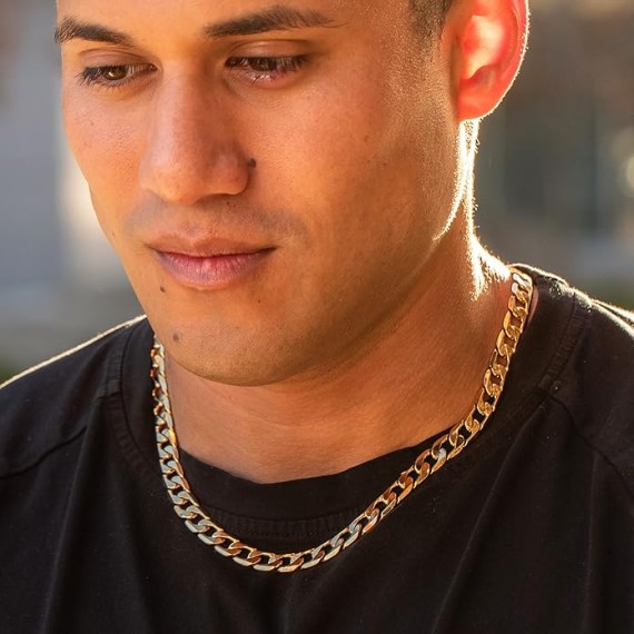 Beveled Cuban Link Curb Chain Necklaces 24k Real Gold Plated (3mm, 6mm & 9.5mm)