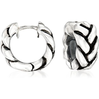 Zina Sterling Silver Braid Huggie Hoop Earrings