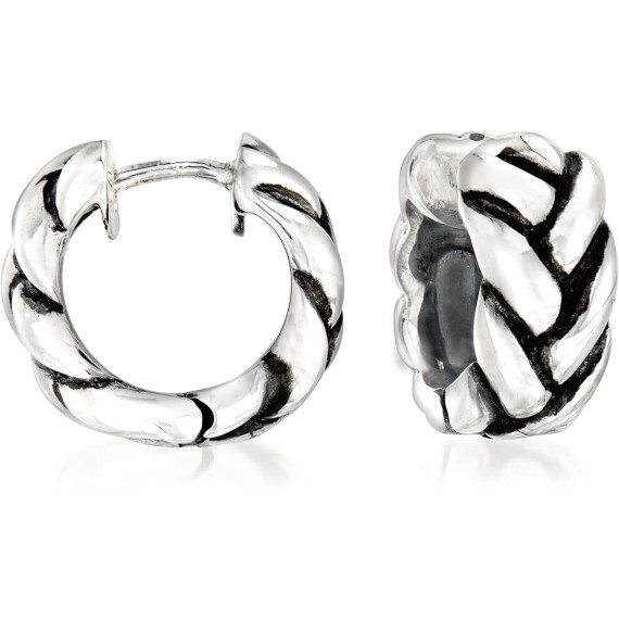 Zina Sterling Silver Braid Huggie Hoop Earrings