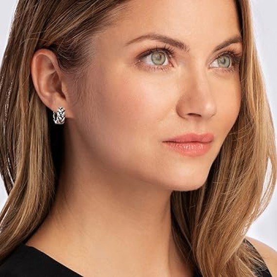 Zina Sterling Silver Braid Huggie Hoop Earrings