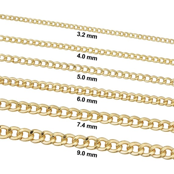 Solid 14k Yellow Gold Filled Miami Cuban Curb Chain Necklace for Men and Women (3.2 mm, 4 mm, 5 mm, 6 mm, 7.4 mm or 9 mm)