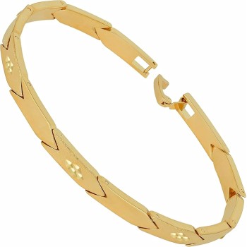 Polished Arrow Bar Link Bracelets for Women and Men 24k Gold Plated