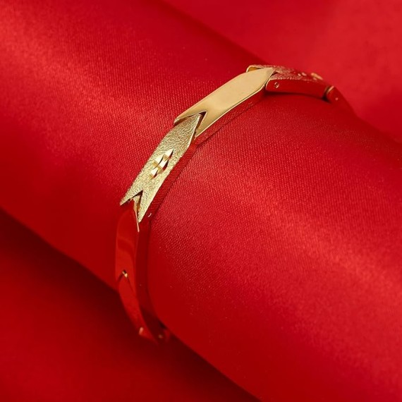Polished Arrow Bar Link Bracelets for Women and Men 24k Gold Plated