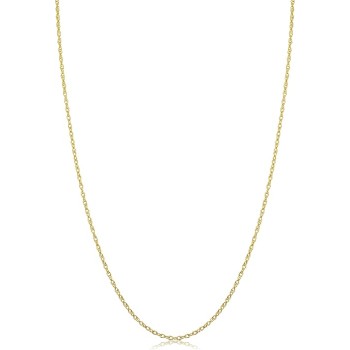 Real 14k Yellow Gold Rope Chain Pendant Necklace for Women (0.7 mm, 0.9 mm, 1 mm, 1.3 mm, or 1.5 mm)