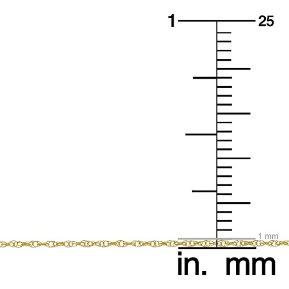 Real 14k Yellow Gold Rope Chain Pendant Necklace for Women (0.7 mm, 0.9 mm, 1 mm, 1.3 mm, or 1.5 mm)