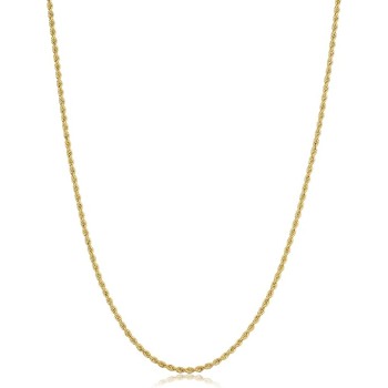 10k Yellow Gold Rope Chain Necklace For Men And Women (choose from 1.5mm, 1.8mm, 2.6mm, 3.2mm, 3.8mm or 4.8mm. size from 16 until 30 inches long)