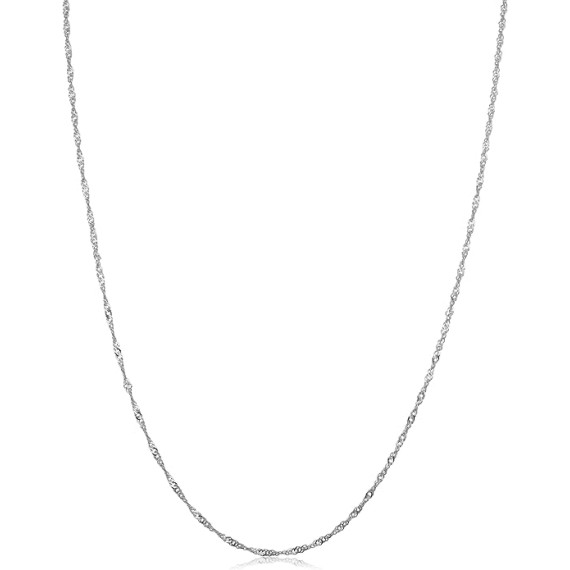 10k White Gold Singapore Chain Necklace For Women - Real Gold (choose from 0.7mm, 1mm, 1.4mm, 1.7mm width - sizes from 14 to 30 inches long)