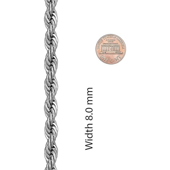 8mm Rope Chain Necklace 24k Real Gold Plated for Women and Men