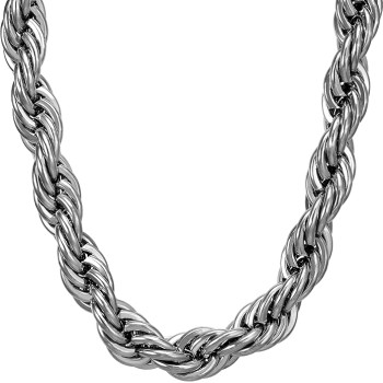 9mm Rope Chain Necklace 24k Real Gold Plated for Women and Men