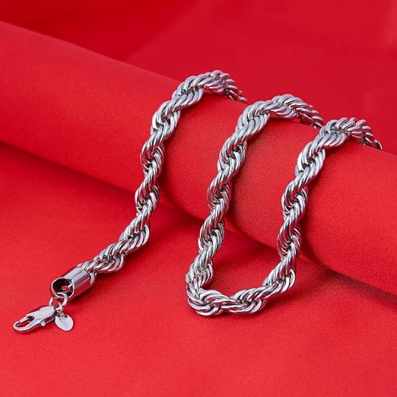 9mm Rope Chain Necklace 24k Real Gold Plated for Women and Men
