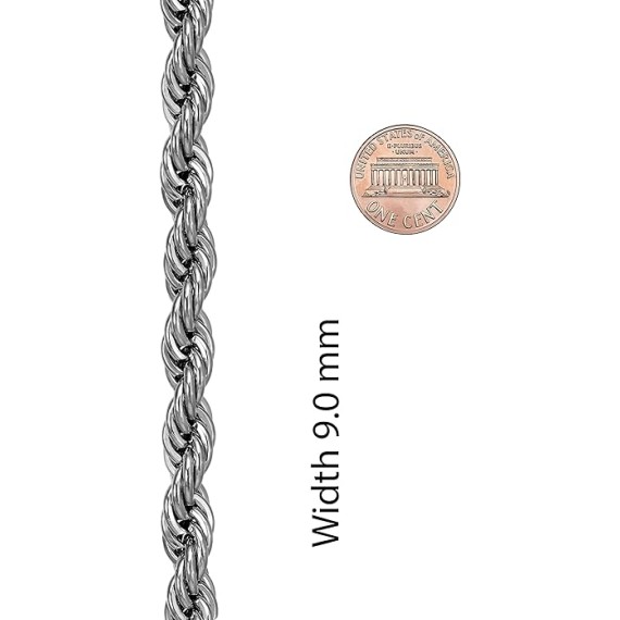 9mm Rope Chain Necklace 24k Real Gold Plated for Women and Men