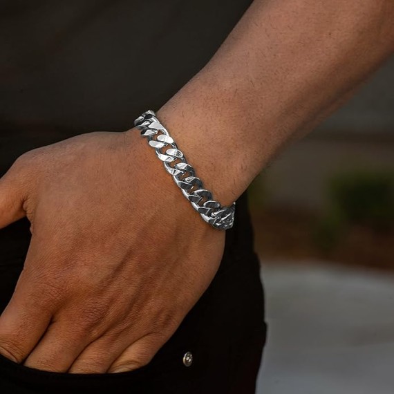 12mm Miami Curb Cuban Link Chain Bracelet for Men 24k Gold Plated
