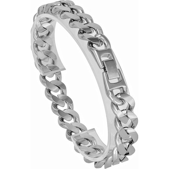 12mm Miami Curb Cuban Link Chain Bracelet for Men 24k Gold Plated