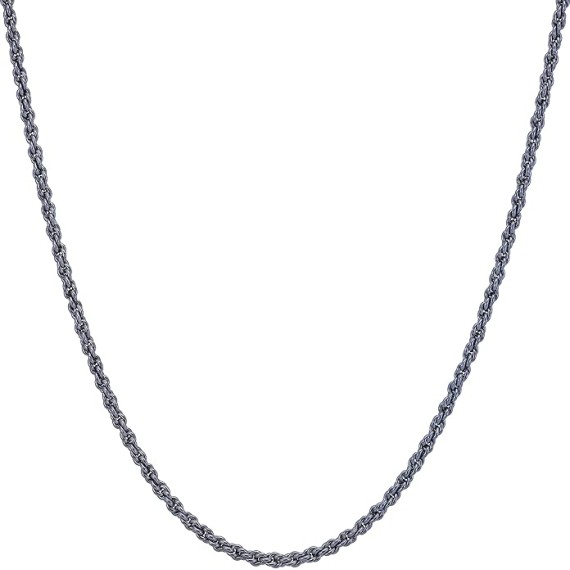 1mm Rope Chain for Men & Women Diamond Cut 14 to 30 Inch | Black | Gunmetal | Stainless Steel