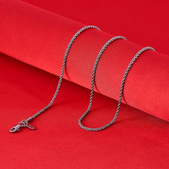 1mm Rope Chain for Men & Women Diamond Cut 14 to 30 Inch | Black | Gunmetal | Stainless Steel