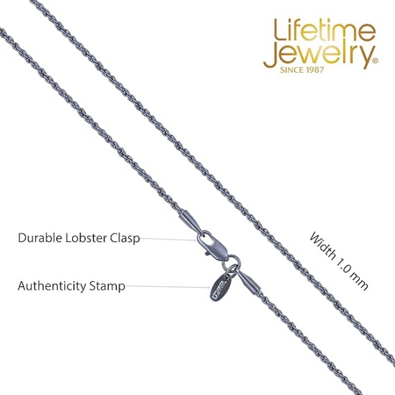 1mm Rope Chain for Men & Women Diamond Cut 14 to 30 Inch | Black | Gunmetal | Stainless Steel