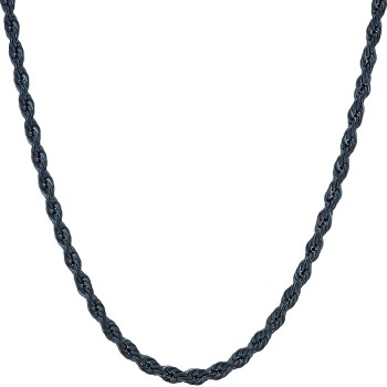 3mm Rope Chain for Men & Women Diamond Cut Necklaces for Women & Men Necklace 14 to 36 Inch Black | Gunmetal | Stainless Steel