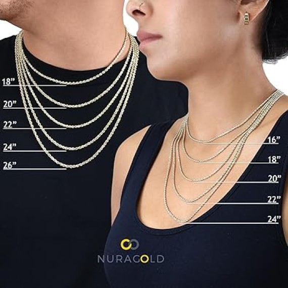 10K Real Yellow Gold Paperclip Chain Elongated Cable Link Necklace 16"-24" (2mm-7mm) Italian Jewelry for Men & Women