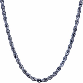 4mm Twisted Rope Chain Necklace for Men & Women Stainless Steel | Black | Gunmetal | Diamond Cut 16 to 36 Inches