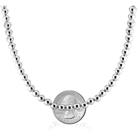925 Sterling Silver 6MM Handmade Bead Ball Strand Chain Necklace For Women - Made in Italy Comes With a Gift Box