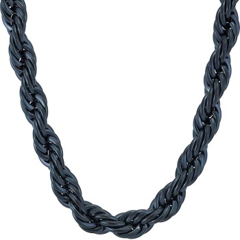 8mm Rope Chain Necklace 24k Real Gold Plated for Women and Men