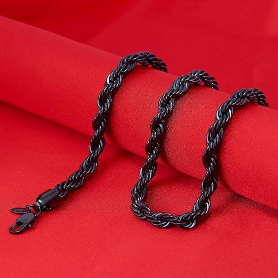 8mm Rope Chain Necklace 24k Real Gold Plated for Women and Men