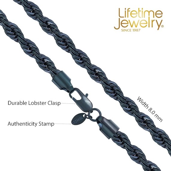 8mm Rope Chain Necklace 24k Real Gold Plated for Women and Men