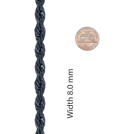 8mm Rope Chain Necklace 24k Real Gold Plated for Women and Men