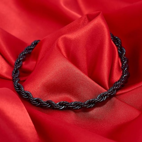 8mm Rope Chain Necklace 24k Real Gold Plated for Women and Men