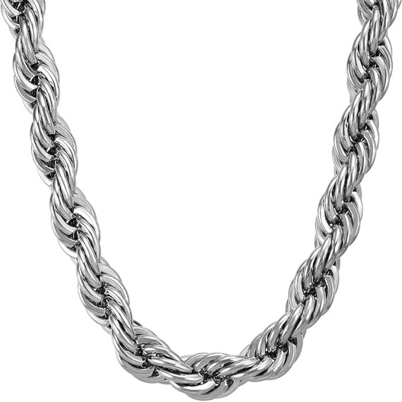 8mm Rope Chain Necklace 24k Real Gold Plated for Women and Men
