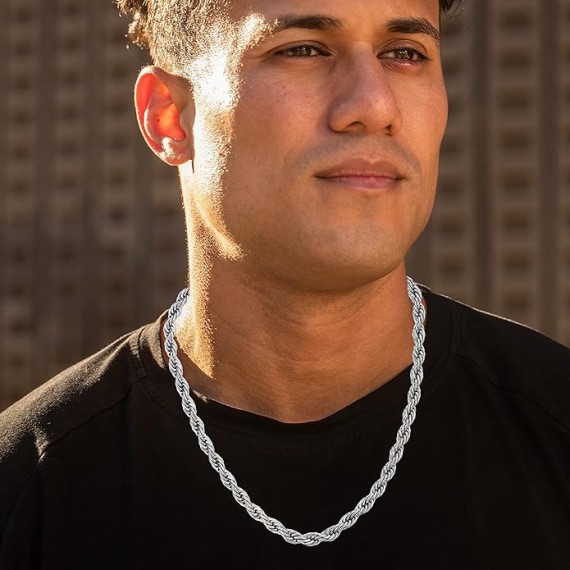 8mm Rope Chain Necklace 24k Real Gold Plated for Women and Men