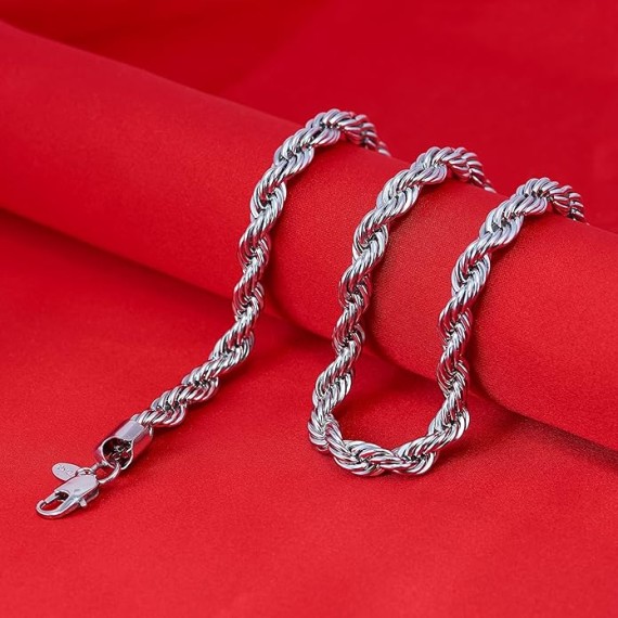 8mm Rope Chain Necklace 24k Real Gold Plated for Women and Men