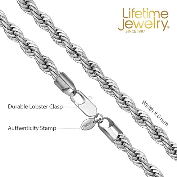 8mm Rope Chain Necklace 24k Real Gold Plated for Women and Men