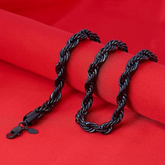 9mm Rope Chain Necklace 24k Real Gold Plated for Women and Men